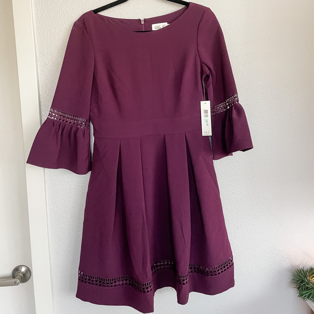 Brand New Eliza J Purple Bell Sleeve Dress